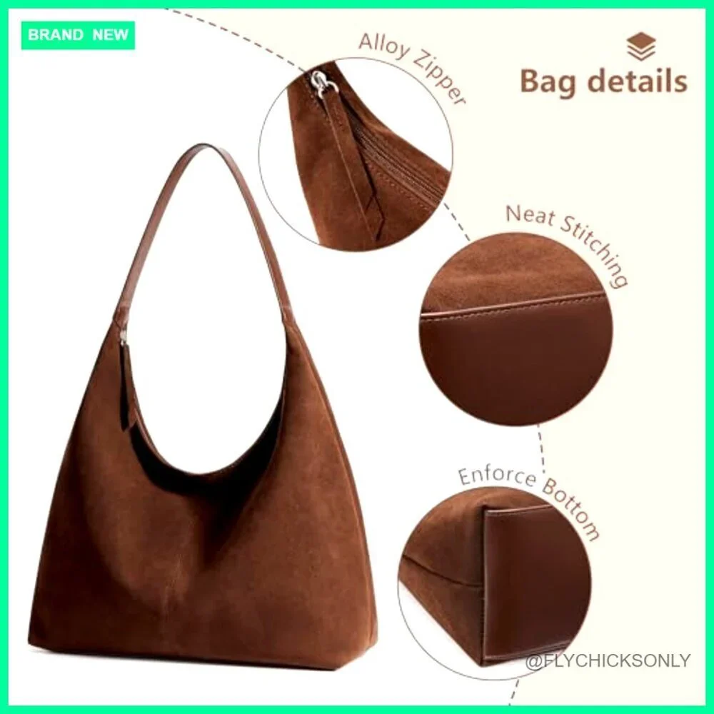Medium Vegan Leather Hobo Tote with Zipper Closure for Travel Work